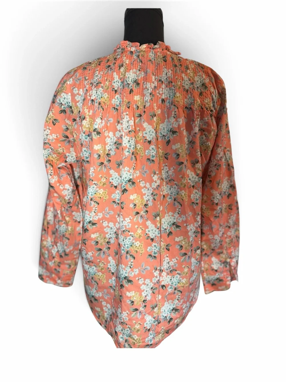 J. Crew Liberty Arts Fabric Coral Floral Button-Front Blouse